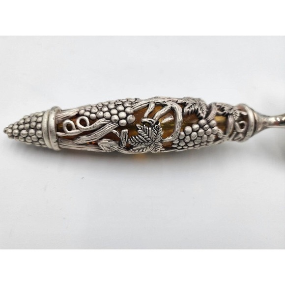 Godinger Silver-Plated Filigree Grape Handle Amber Crystal Silverware Set - Picture 7 of 9